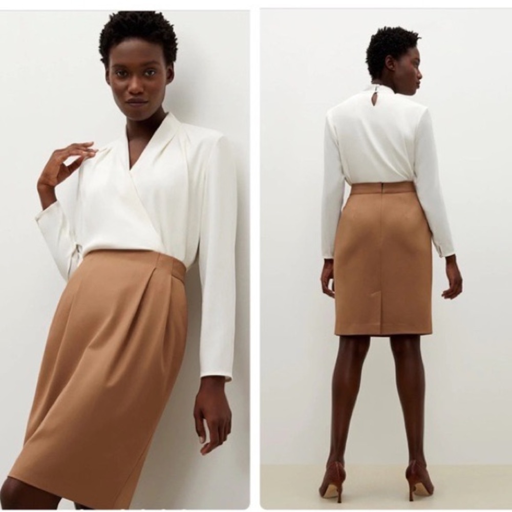 M. M. LaFleur Remy 1.0 Washable Wool Twill Skirt- Sz 10, Camel